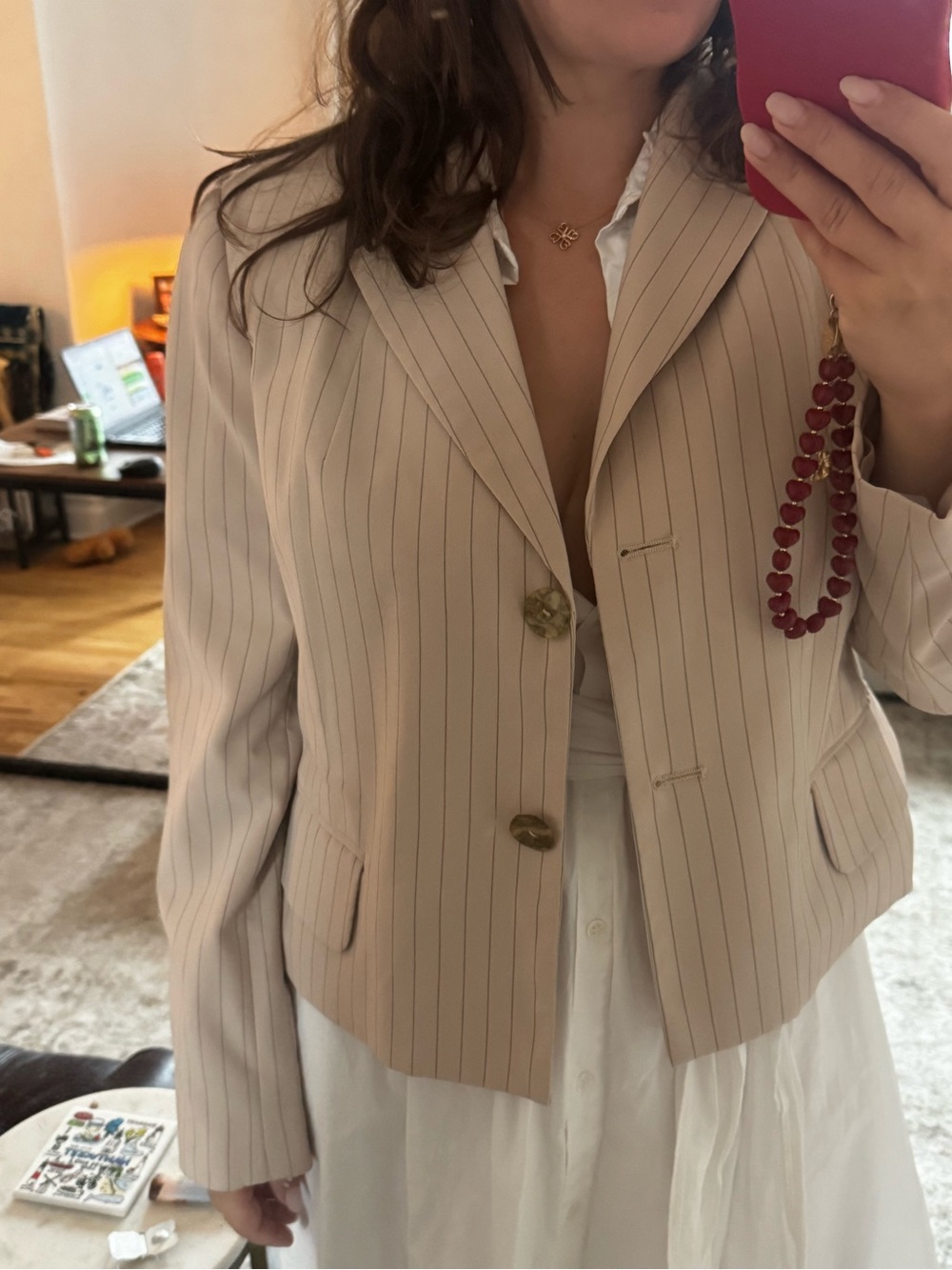 Harve Benard Women's Cream Pinstripe Jacket